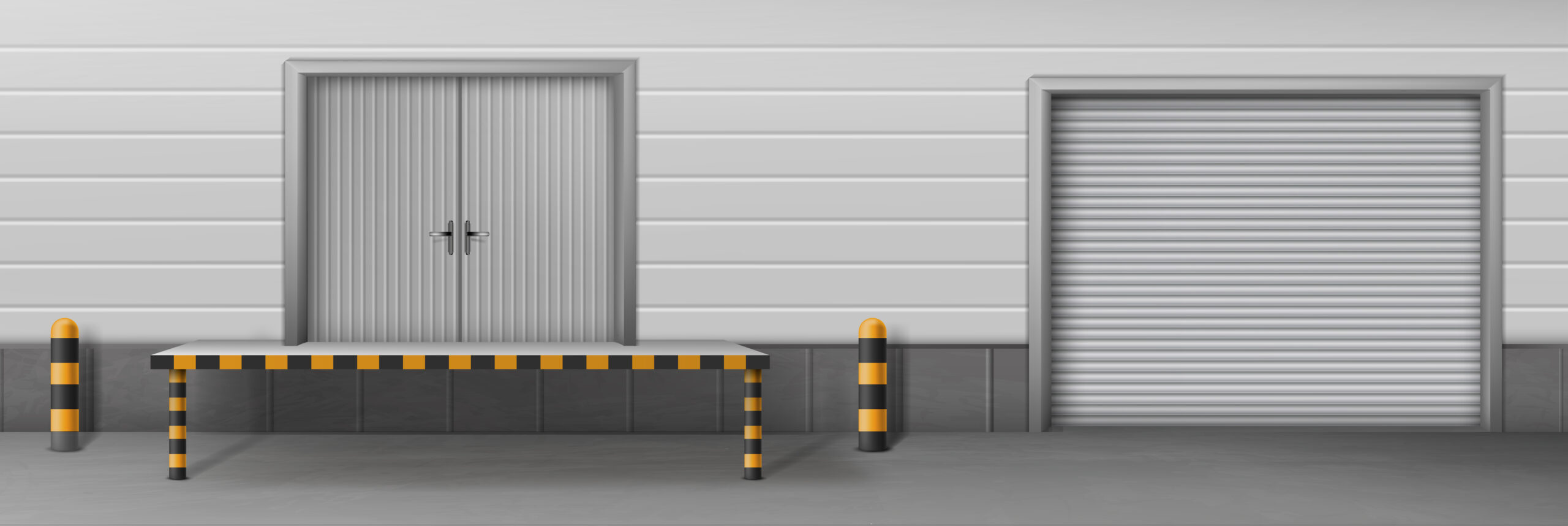 Business warehouse closed gates realistic vector